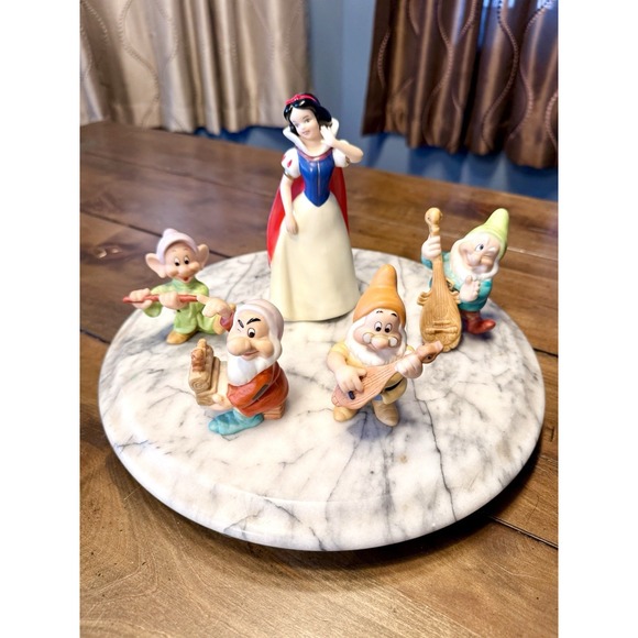 Disney Other - 5pc VTG 90s Disney Snow White Seven Dwarfs Music Figurine Grumpy Happy Dopey Doc